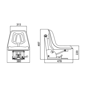 SIEDZENIE Z AMORTYZACJĄ MECHANICZNĄ WĄSKIE TS49100GP