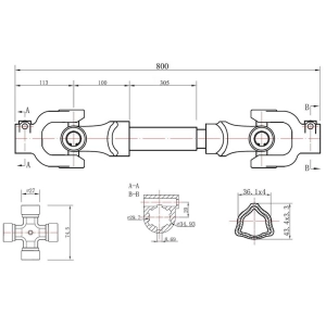 WAŁEK PRZEGUBOWY WOM  TRÓJKĄT  250 NM  L=880 MM